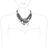 LO4211 - TIN Cobalt Black Brass Necklace with AAA Grade CZ in Clear - Alamode - Flyclothing LLC