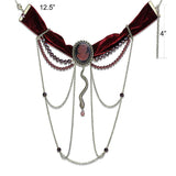 LO4212 - Antique Copper Brass Necklace with Synthetic Synthetic Stone in Smoked Quartz - Alamode - Flyclothing LLC