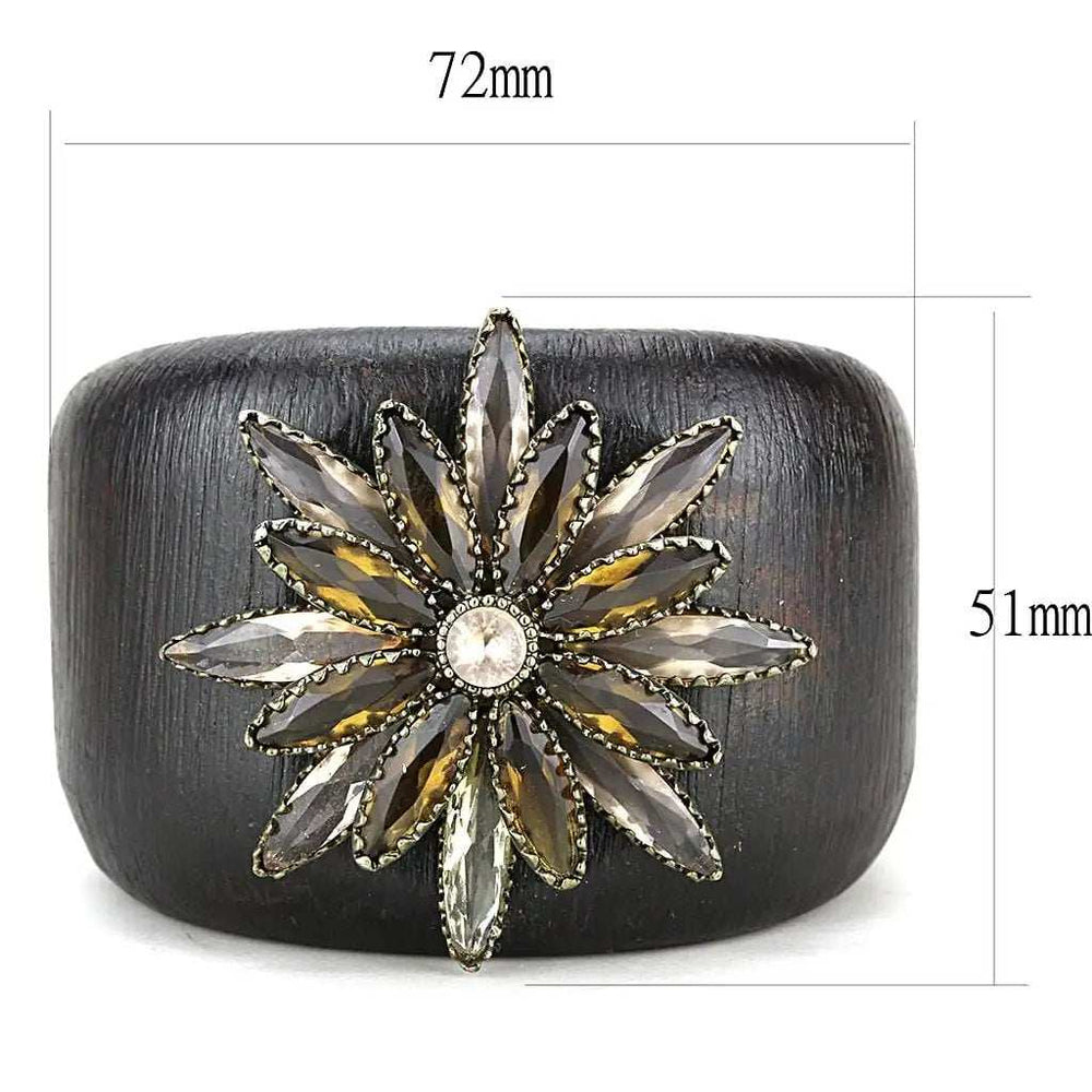 LO4220 - Antique Copper Brass Bangle with Synthetic Synthetic Stone in Champagne - Alamode - Flyclothing LLC