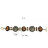 LO4221 - Antique Copper Brass Bracelet with Synthetic Synthetic Stone in Smoked Quartz - Alamode - Flyclothing LLC