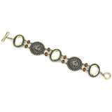 LO4221 - Antique Copper Brass Bracelet with Synthetic Synthetic Stone in Smoked Quartz - Alamode - Flyclothing LLC
