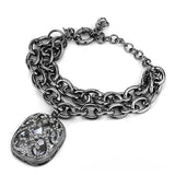 LO4222 - TIN Cobalt Black Brass Bracelet with AAA Grade CZ in Clear - Alamode - Flyclothing LLC