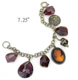 LO4223 - Antique Copper Brass Bracelet with Synthetic Synthetic Glass in Amethyst - Alamode - Flyclothing LLC