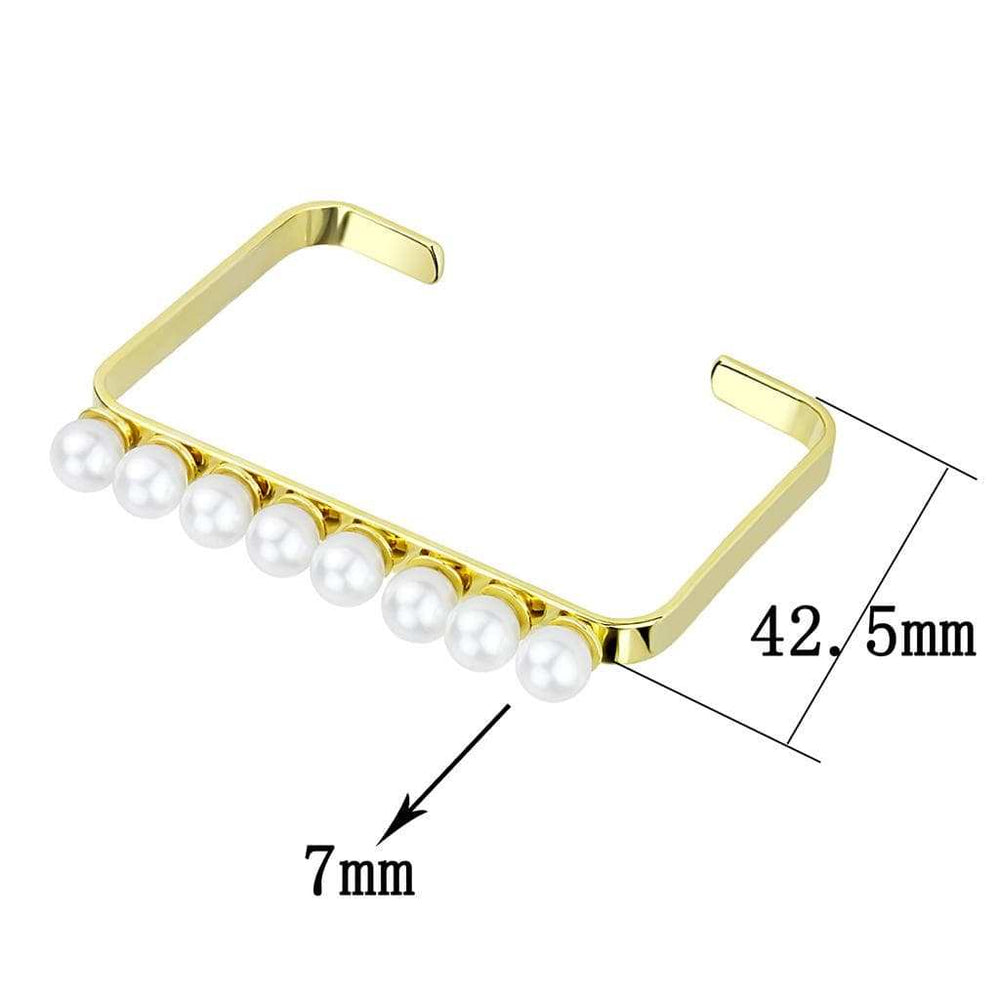 LO4232 - Gold Brass Bangle with Synthetic Pearl in White - Alamode - Flyclothing LLC