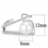 LO4245 - Rhodium Brass Ring with Synthetic Pearl in White - Alamode - Flyclothing LLC