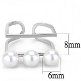 LO4253 - Rhodium Brass Ring with Synthetic Pearl in White - Alamode - Flyclothing LLC