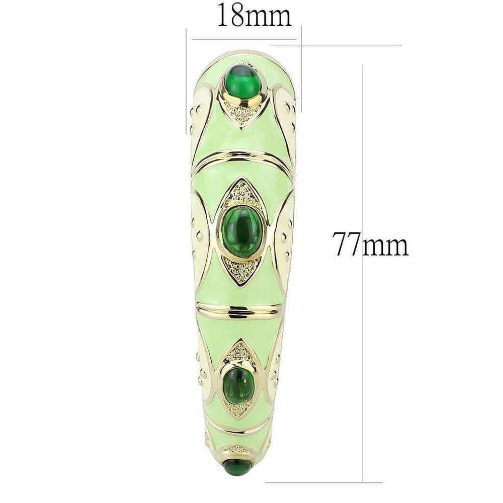 LO4267 - Gold Brass Bangle with Synthetic in Emerald - Alamode - Flyclothing LLC