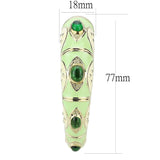 LO4267 - Gold Brass Bangle with Synthetic in Emerald - Alamode - Flyclothing LLC