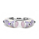 LO4268 - Rhodium Brass Bangle with Synthetic in Rose - Alamode - Flyclothing LLC