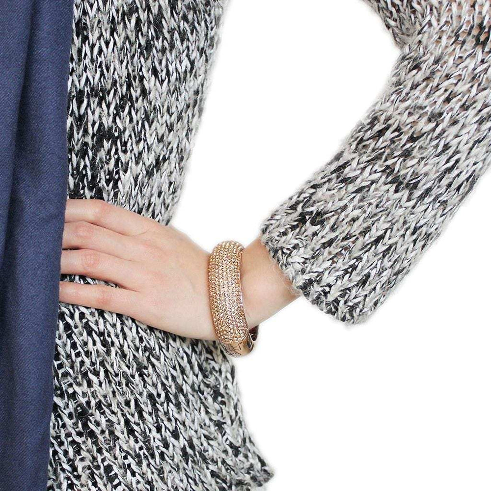 LO4270 - Rose Gold+e-coating Brass Bangle with Top Grade Crystal in Citrine Yellow - Alamode - Flyclothing LLC