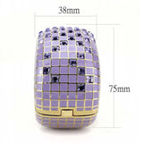 LO4271 - Gold Brass Bangle with Top Grade Crystal in Tanzanite - Alamode - Flyclothing LLC