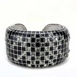 LO4272 - Rhodium Brass Bangle with Top Grade Crystal in Black Diamond - Alamode - Flyclothing LLC