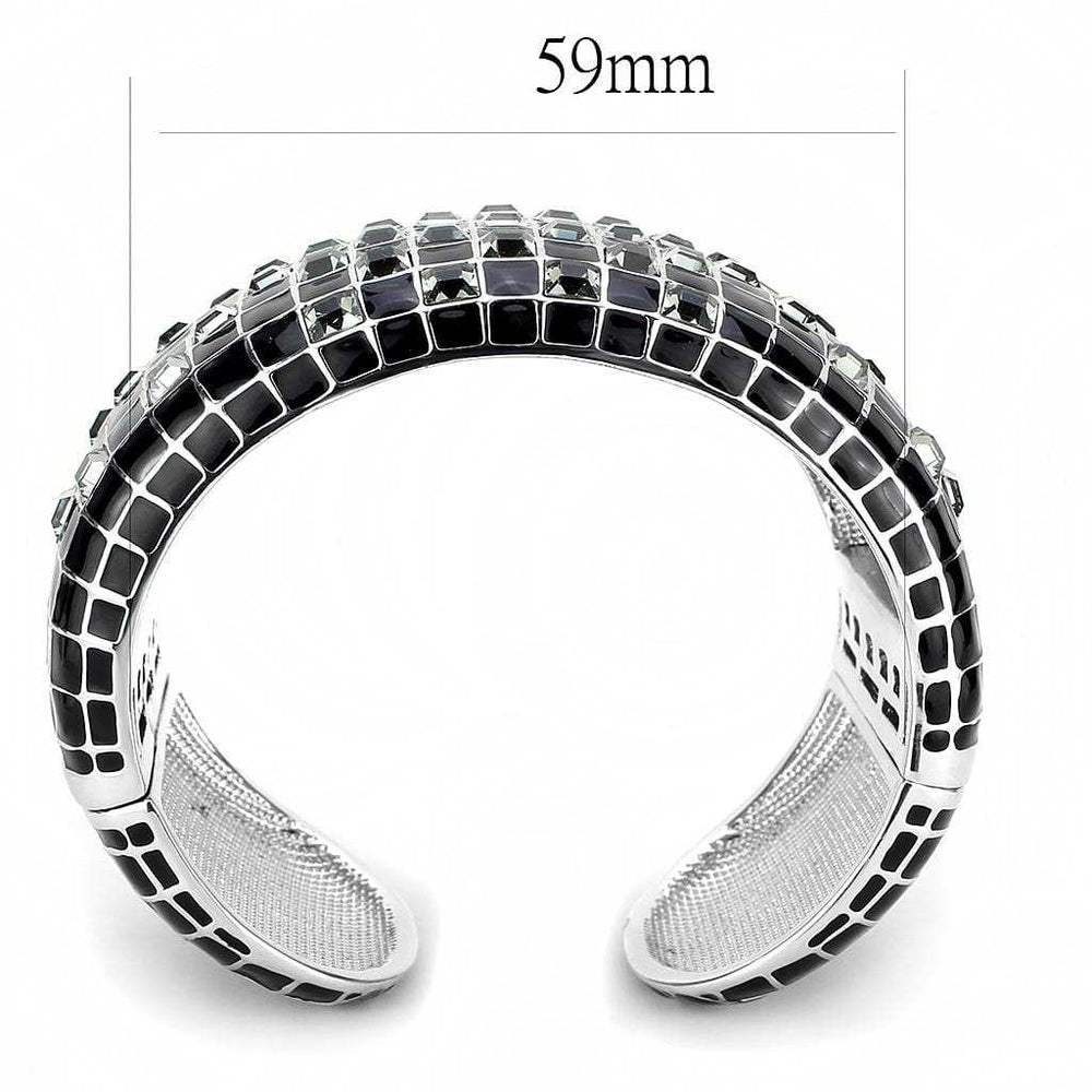 LO4272 - Rhodium Brass Bangle with Top Grade Crystal in Black Diamond - Alamode - Flyclothing LLC