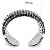 LO4272 - Rhodium Brass Bangle with Top Grade Crystal in Black Diamond - Alamode - Flyclothing LLC