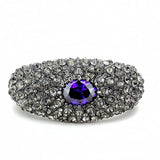 LO4275 - TIN Cobalt Black Brass Bangle with AAA Grade CZ in Tanzanite - Alamode - Flyclothing LLC