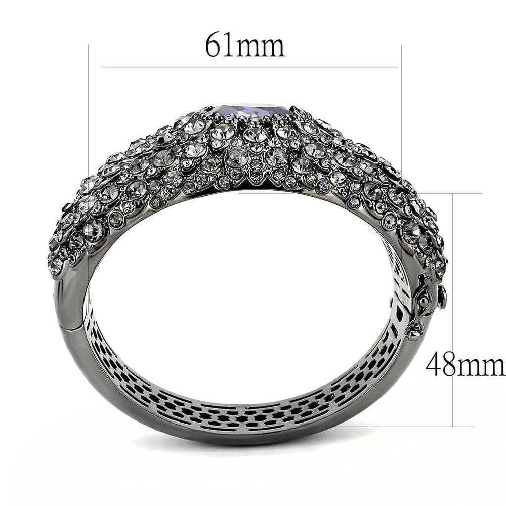 LO4275 - TIN Cobalt Black Brass Bangle with AAA Grade CZ in Tanzanite - Alamode - Flyclothing LLC