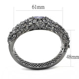 LO4275 - TIN Cobalt Black Brass Bangle with AAA Grade CZ in Tanzanite - Alamode - Flyclothing LLC