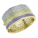 LO4277 - Gold Brass Bangle with Top Grade Crystal in Multi Color - Alamode - Flyclothing LLC