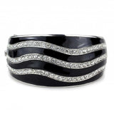 LO4278 - Rhodium Brass Bangle with Top Grade Crystal in Clear - Alamode - Flyclothing LLC