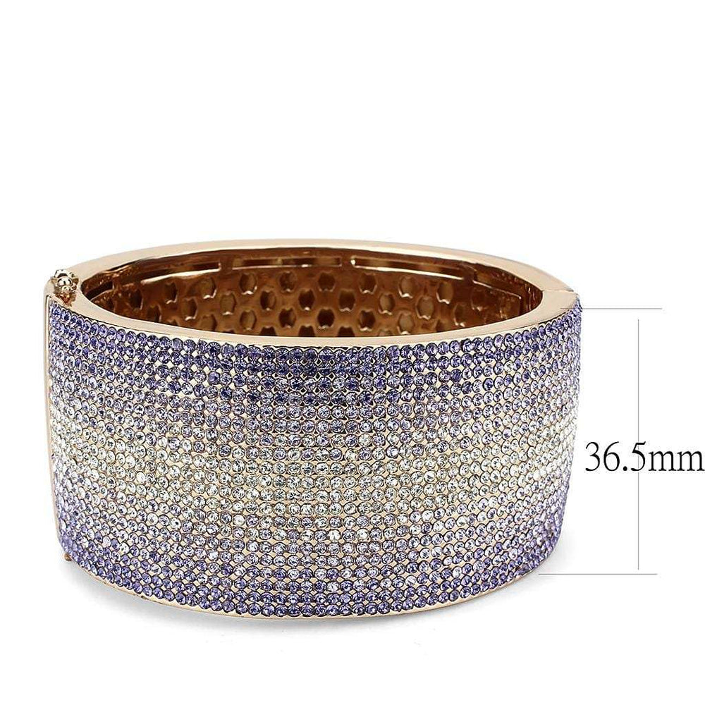LO4279 - Rose Gold+e-coating Brass Bangle with Top Grade Crystal in Multi Color - Alamode - Flyclothing LLC