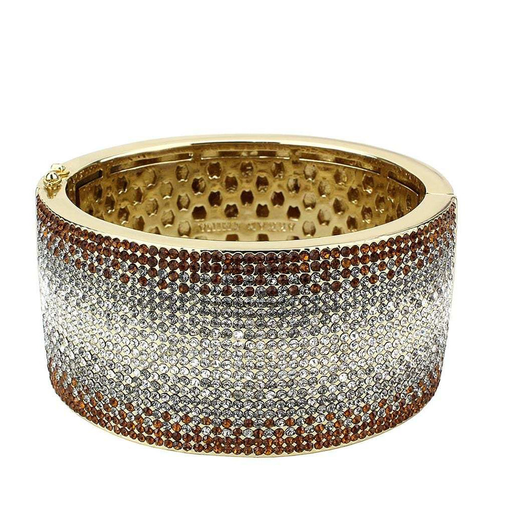 LO4280 - Gold Brass Bangle with Top Grade Crystal in Multi Color - Alamode - Flyclothing LLC
