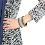 LO4280 - Gold Brass Bangle with Top Grade Crystal in Multi Color - Alamode - Flyclothing LLC