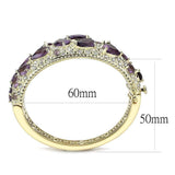LO4281 - Gold Brass Bangle with Synthetic in Amethyst - Alamode - Flyclothing LLC