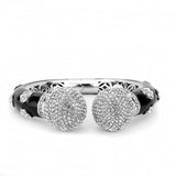 LO4282 - Rhodium Brass Bangle with Top Grade Crystal in Clear - Alamode - Flyclothing LLC
