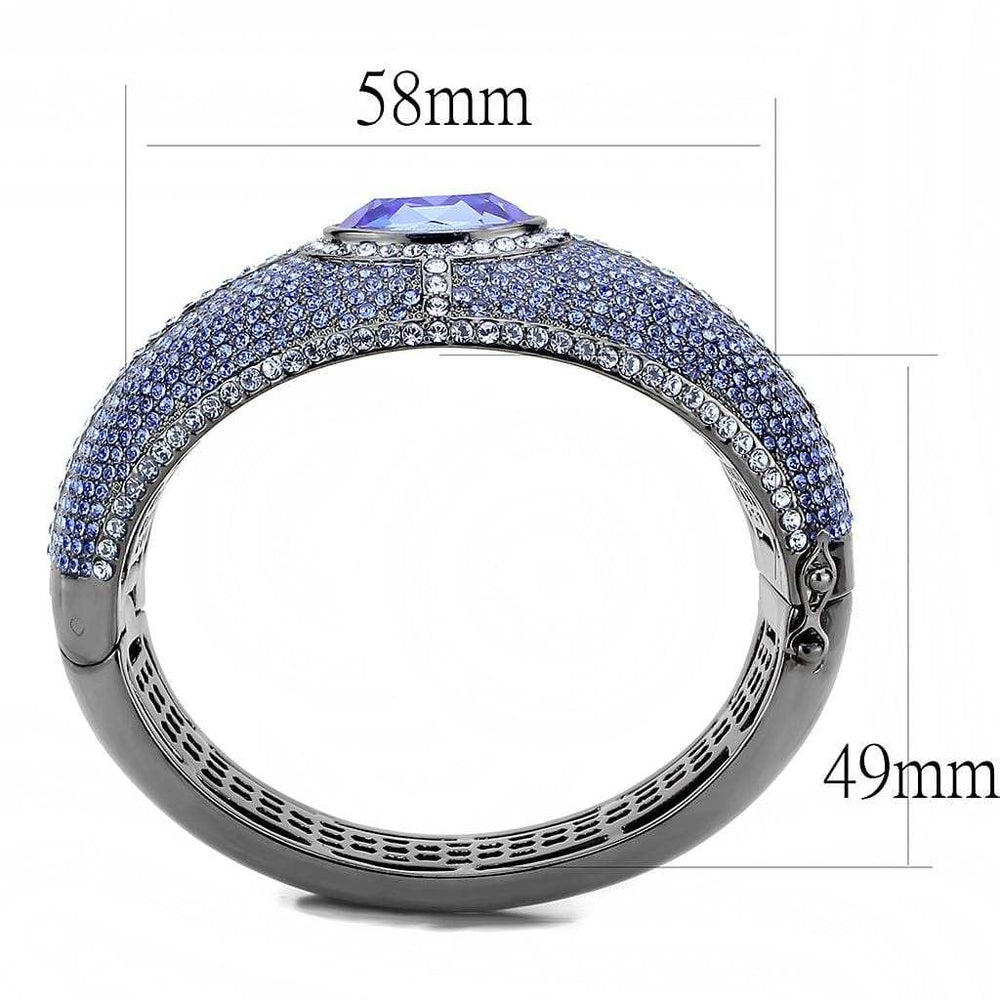 LO4283 - TIN Cobalt Black Brass Bangle with Top Grade Crystal in Sapphire - Alamode - Flyclothing LLC