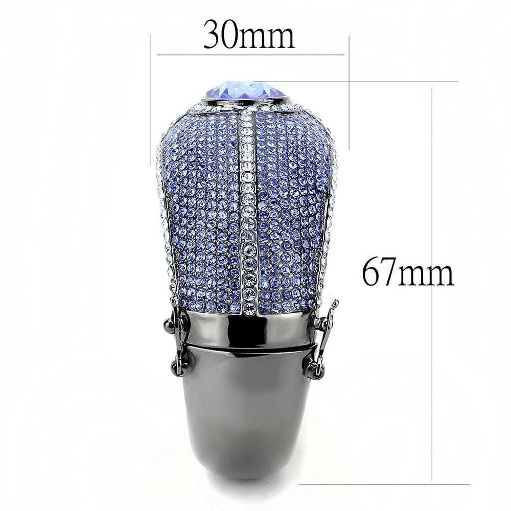 LO4283 - TIN Cobalt Black Brass Bangle with Top Grade Crystal in Sapphire - Alamode - Flyclothing LLC