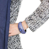 LO4283 - TIN Cobalt Black Brass Bangle with Top Grade Crystal in Sapphire - Alamode - Flyclothing LLC