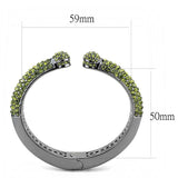 LO4284 - TIN Cobalt Black Brass Bangle with Top Grade Crystal in Olivine color - Alamode - Flyclothing LLC