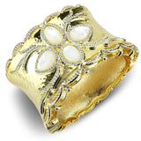 LO4285 - Gold Brass Bangle with Synthetic in White - Alamode - Flyclothing LLC