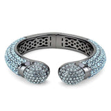 LO4289 - TIN Cobalt Black Brass Bangle with Top Grade Crystal in Sea Blue - Alamode - Flyclothing LLC