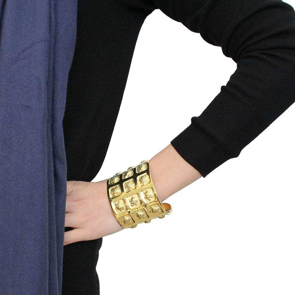 LO4297 - Matte Gold & Gold Brass Bangle with No Stone - Alamode - Flyclothing LLC