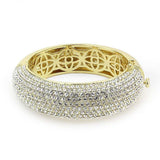 LO4301 - Flash Gold Brass Bangle with Top Grade Crystal in Clear - Alamode - Flyclothing LLC