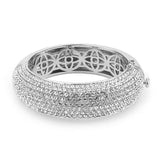LO4302 - Rhodium Brass Bangle with Top Grade Crystal in Clear - Alamode - Flyclothing LLC