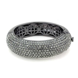 LO4304 - TIN Cobalt Black Brass Bangle with Top Grade Crystal in Black Diamond - Alamode - Flyclothing LLC
