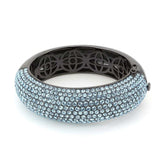 LO4305 - TIN Cobalt Black Brass Bangle with Top Grade Crystal in Sea Blue - Alamode - Flyclothing LLC