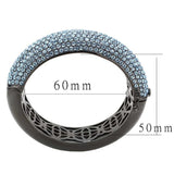 LO4305 - TIN Cobalt Black Brass Bangle with Top Grade Crystal in Sea Blue - Alamode - Flyclothing LLC
