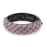 LO4306 - TIN Cobalt Black Brass Bangle with Top Grade Crystal in Multi Color - Alamode - Flyclothing LLC