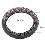 LO4306 - TIN Cobalt Black Brass Bangle with Top Grade Crystal in Multi Color - Alamode - Flyclothing LLC