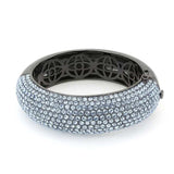LO4307 - TIN Cobalt Black Brass Bangle with Top Grade Crystal in Aquamarine - Alamode - Flyclothing LLC