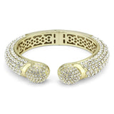 LO4311 - Flash Gold Brass Bangle with Top Grade Crystal in Clear - Alamode - Flyclothing LLC