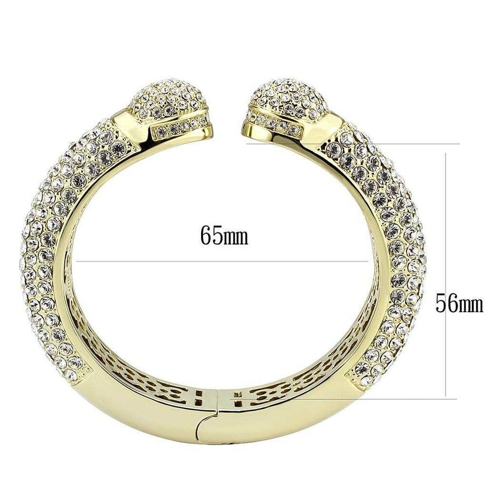 LO4311 - Flash Gold Brass Bangle with Top Grade Crystal in Clear - Alamode - Flyclothing LLC