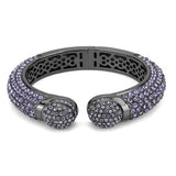 LO4312 - TIN Cobalt Black Brass Bangle with Top Grade Crystal in Tanzanite - Alamode - Flyclothing LLC
