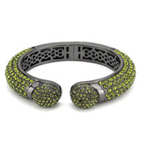 LO4314 - TIN Cobalt Black Brass Bangle with Top Grade Crystal in Peridot - Alamode - Flyclothing LLC