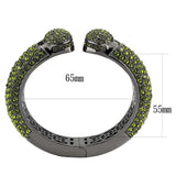 LO4314 - TIN Cobalt Black Brass Bangle with Top Grade Crystal in Peridot - Alamode - Flyclothing LLC