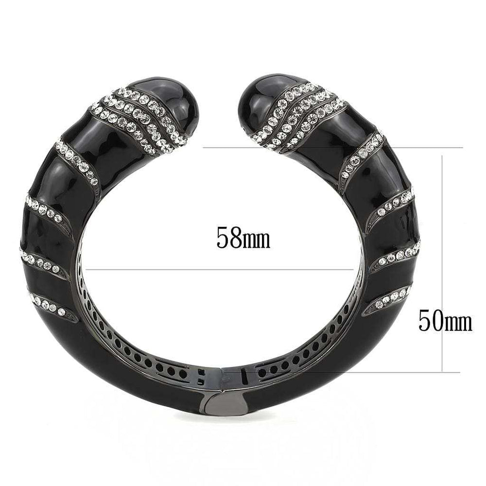 LO4324 - TIN Cobalt Black Brass Bangle with Top Grade Crystal in Clear - Alamode - Flyclothing LLC