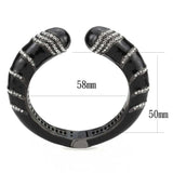 LO4324 - TIN Cobalt Black Brass Bangle with Top Grade Crystal in Clear - Alamode - Flyclothing LLC